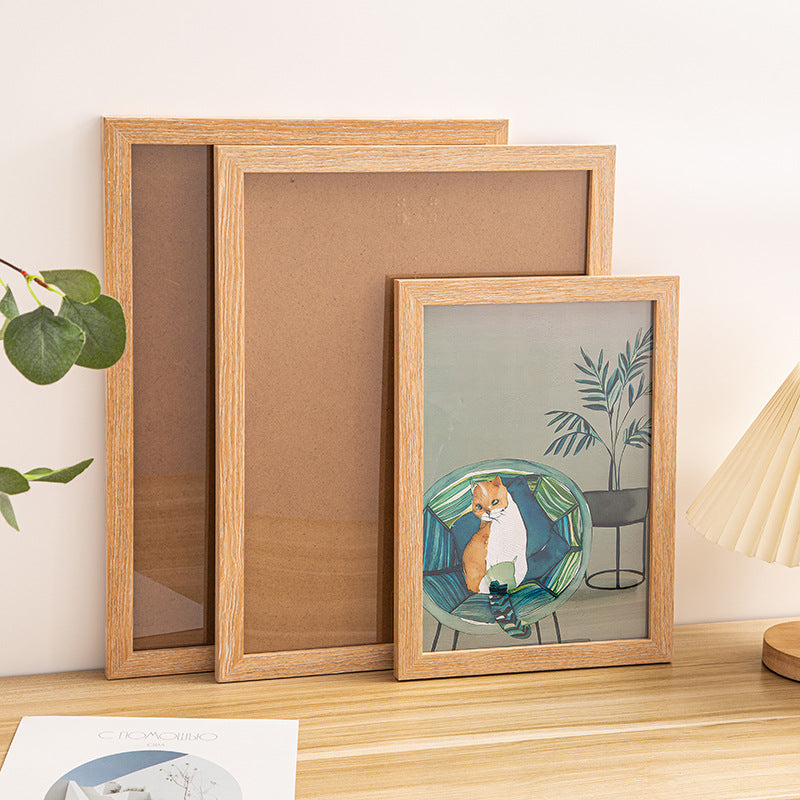 WAZZIO Natural Wood Picture Frame Set, Rustic Light Oak Photo Frames with Acrylic for Wall Mount or Tabletop Display