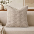 WAZZIO Textured Corduroy Throw Pillow – Soft Bubble Grid Cushion with Hidden Zipper & Down-Alternative Insert